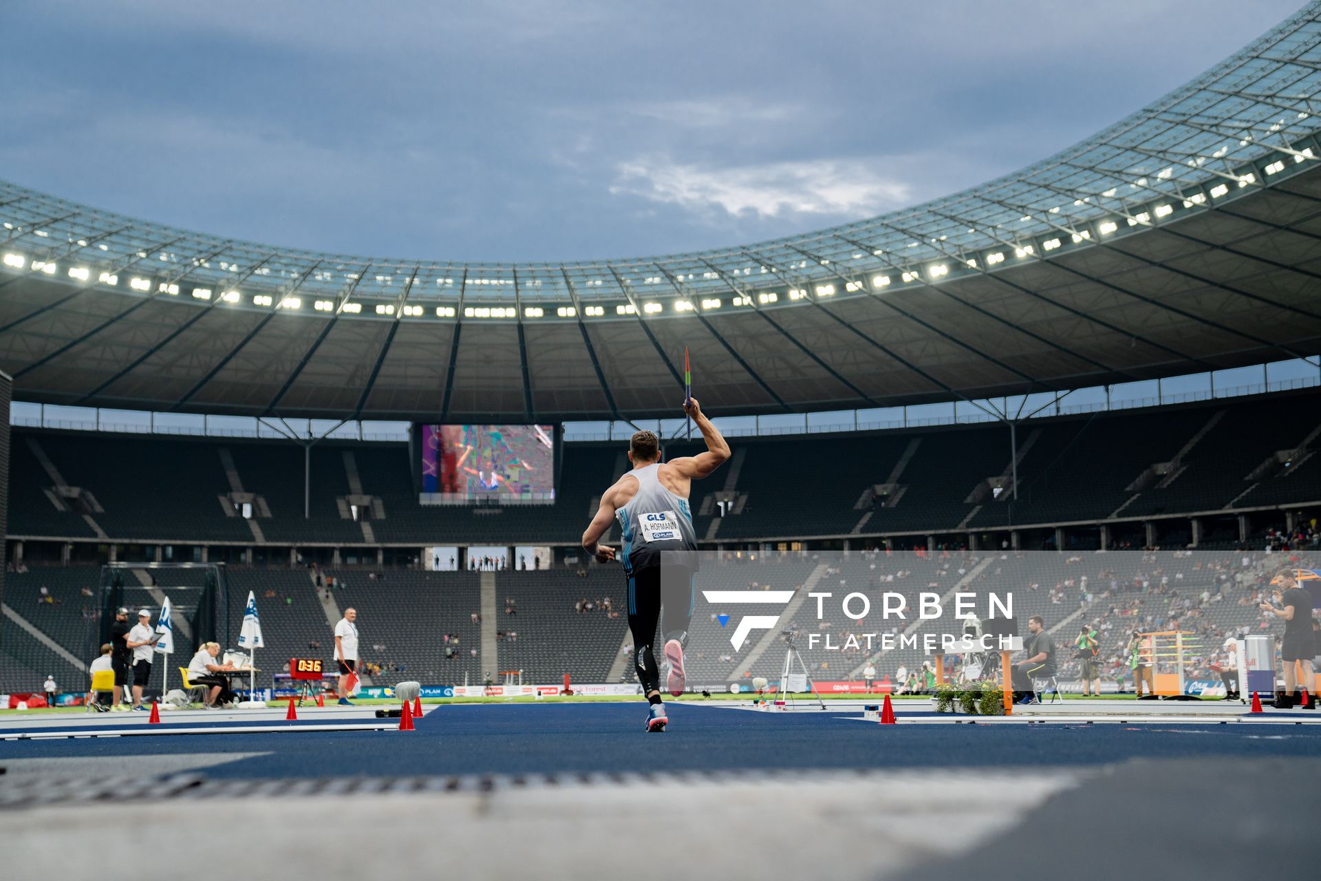 Andreas Hofmann (MTG Mannheim) beim Speerwurf waehrend der deutschen Leichtathletik-Meisterschaften im Olympiastadion am 25.06.2022 in Berlin